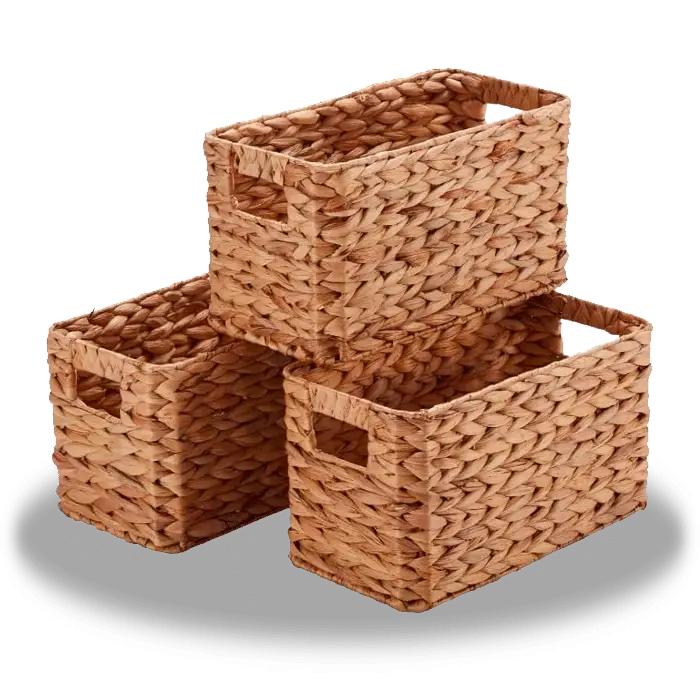 three wicker baskets