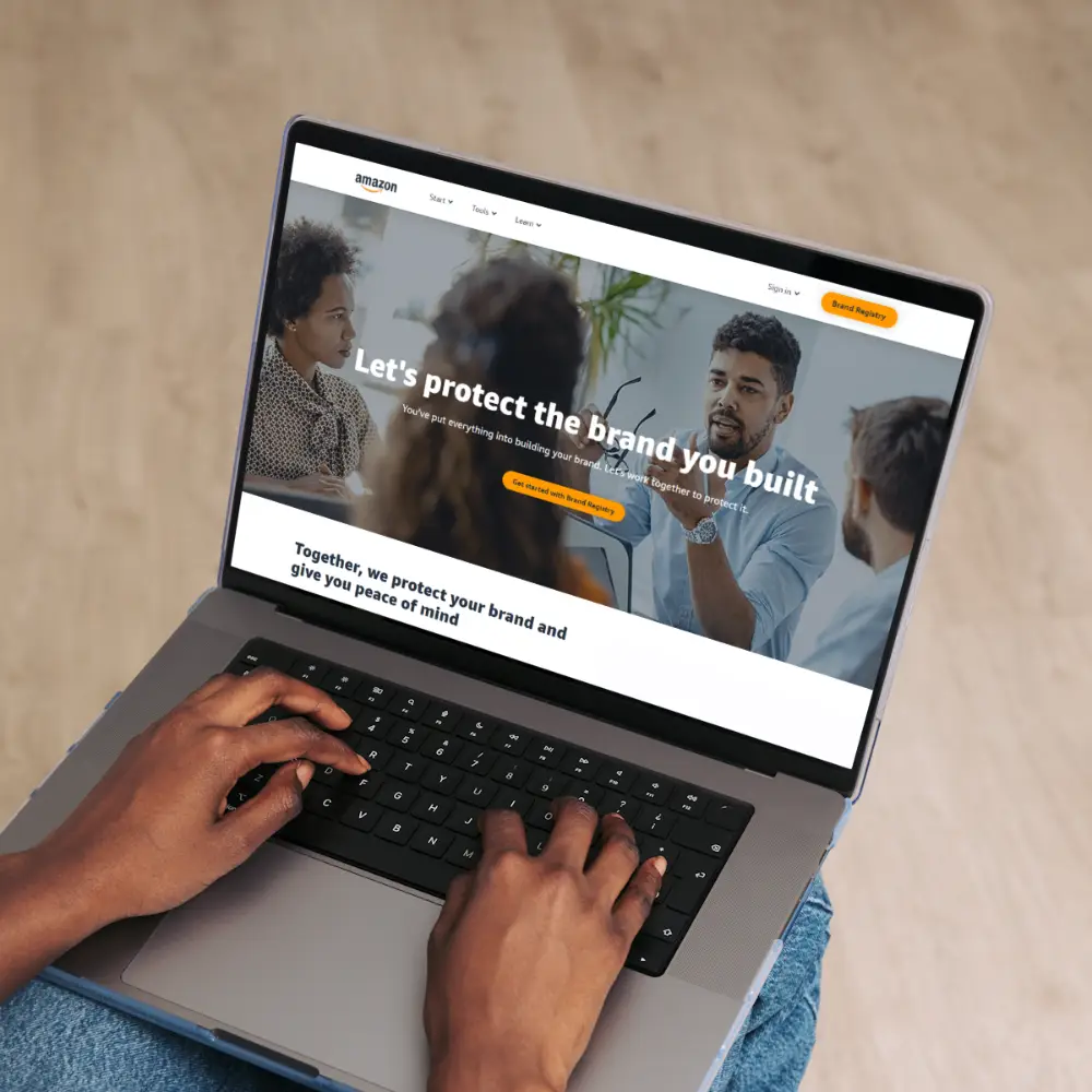 Laptop showing amazon brand registry website