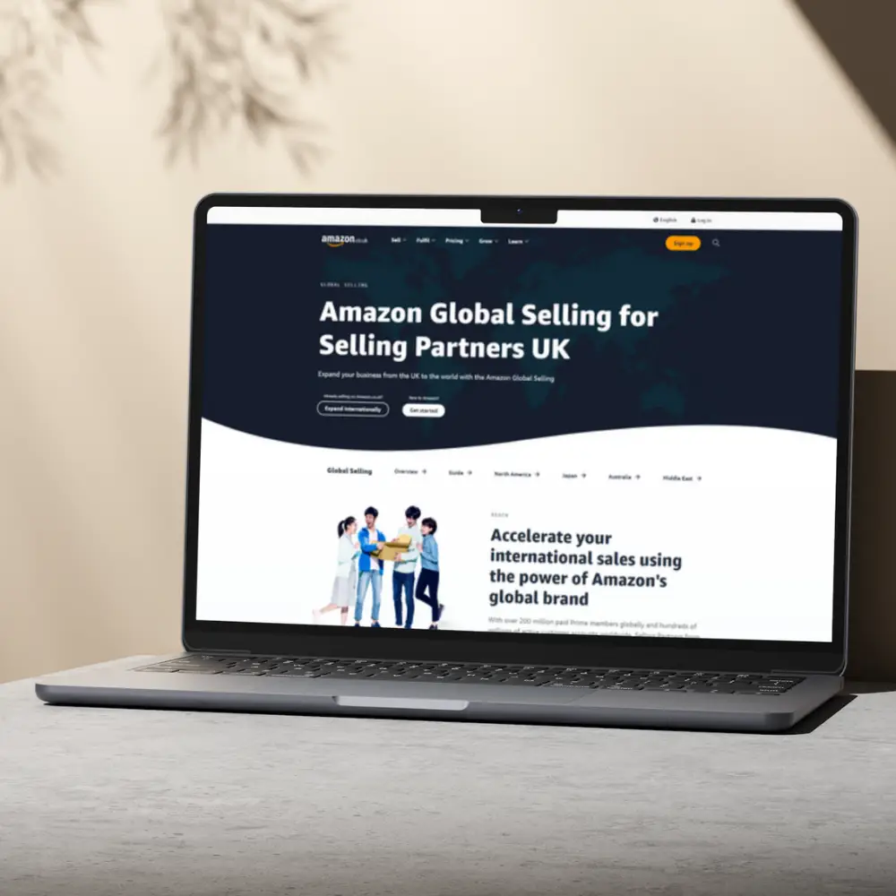 laptop showing Amazon Global Selling website